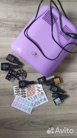 Уф лампа для ногтей+лаки+дизайн