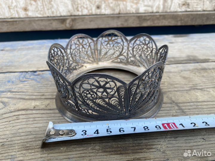 Подставка под сахарницу мельхиор скань СССР