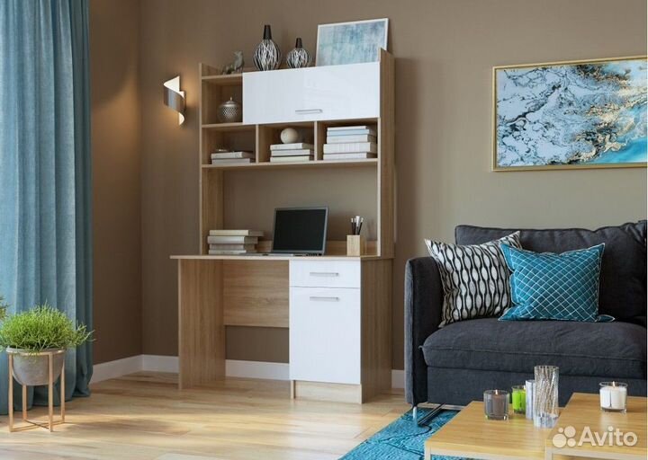 Стол пкс-2 сонома / белый глянец