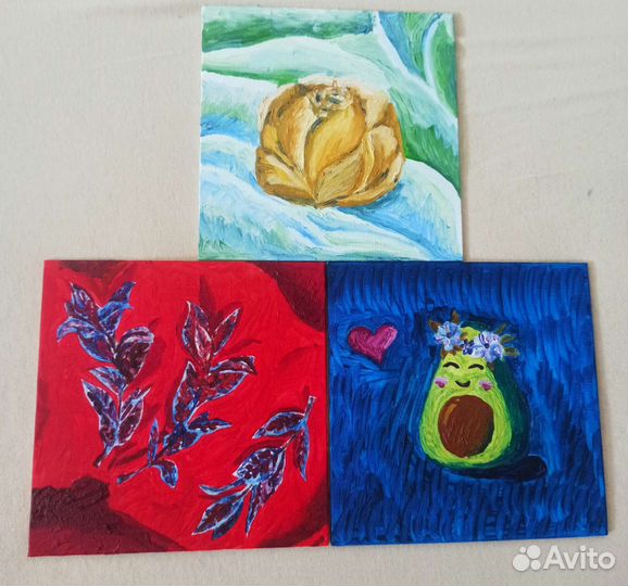 Оригинальная открытка-Мини картина 15х15см Авокадо