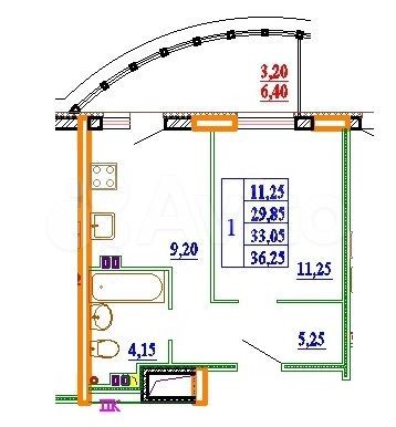 1-к. квартира, 36,2 м², 9/11 эт.