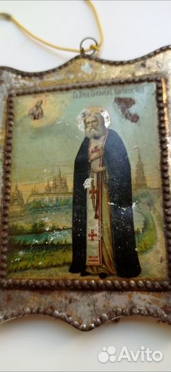 Старинная икона Серафим Соровский