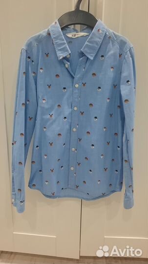 Рубашка H'M новогодняя для мальчика 8-9 лет