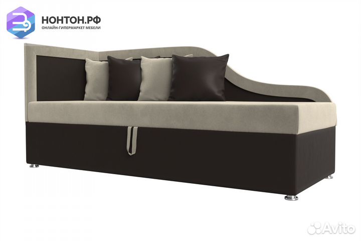 Детский диван Дюна микровельвет / экокожа бежевый