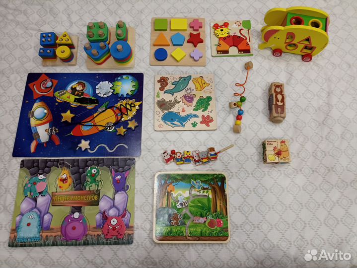 Развивающие игрушки для малышей пакетом деревянны