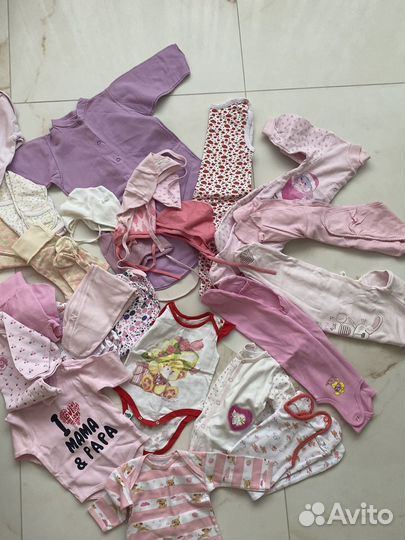 Вещи пакетом на девочку 50 56 62 68