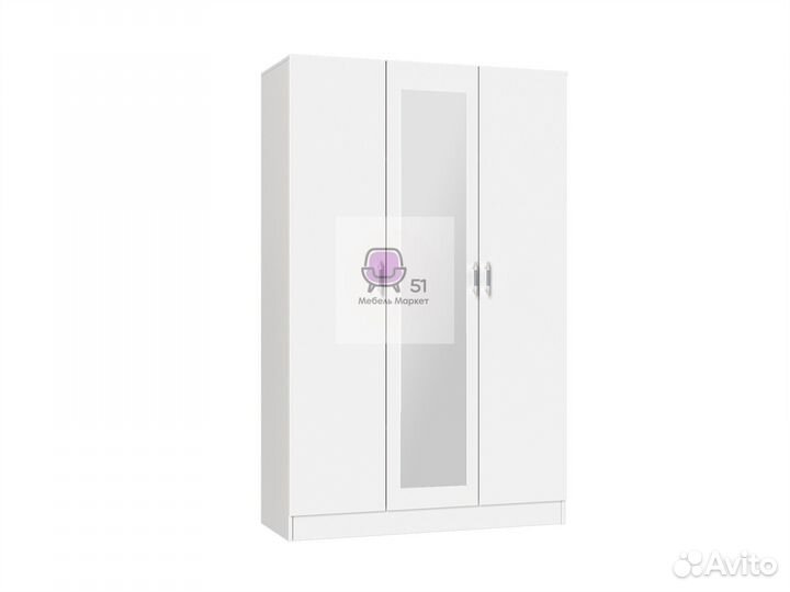 Шкаф белый распашной с зеркалом