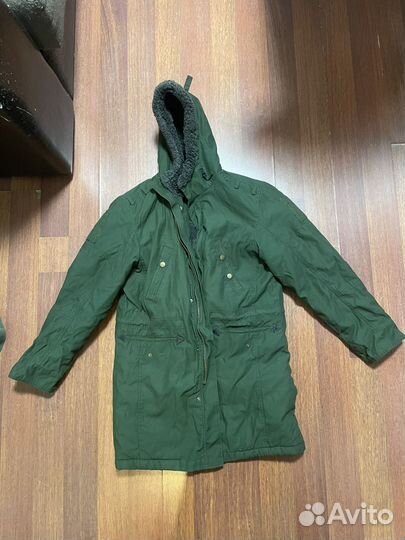 Бушлат зимний офисный зеленый+шапка, ремень