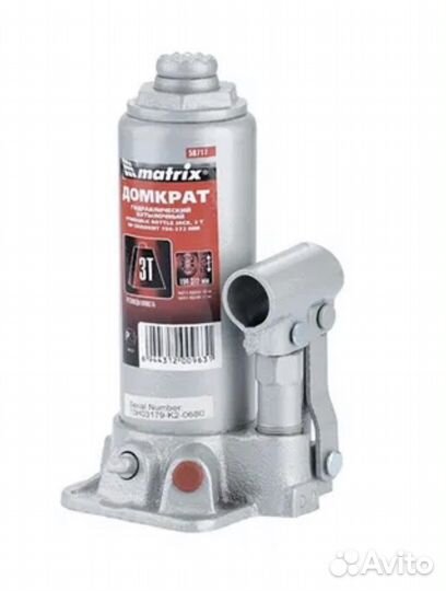 Домкрат 3т гидравлический бутылочный 194-372мм 