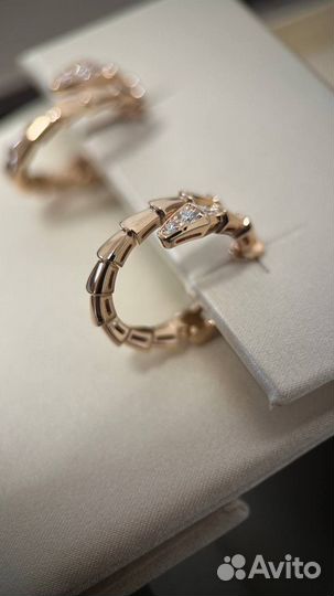 Bvlgari serpenti серьги розовое золото 750