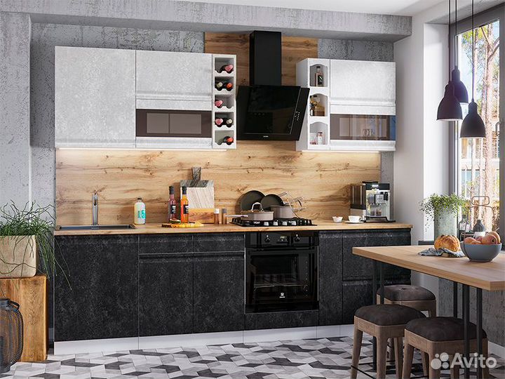 Кухня Бруклин тумба шнм 500 бел фасад шнм 600 бето