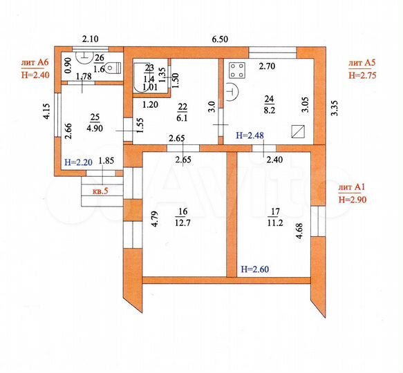 2-к. квартира, 46,1 м², 1/1 эт.