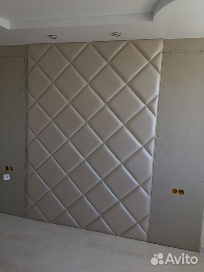 Мягкие настенные панели форма ромбом или колоском