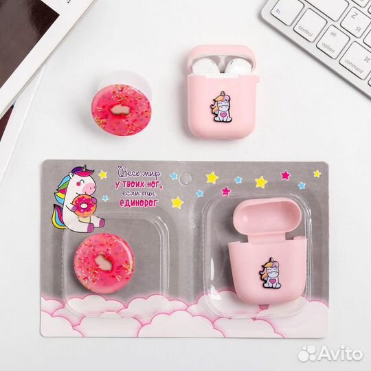 Чехол для наушников и попсокет «Единорог»