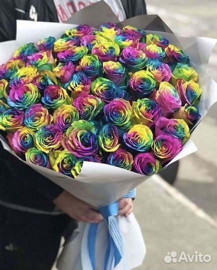 Радужные розы Доставка цветов