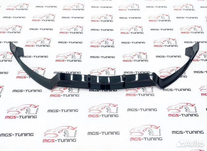 Губа переднего бампера W205 дорест черный глянец