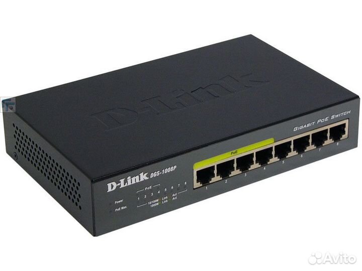 Коммутатор D-Link DGS-1008P/D1A Black