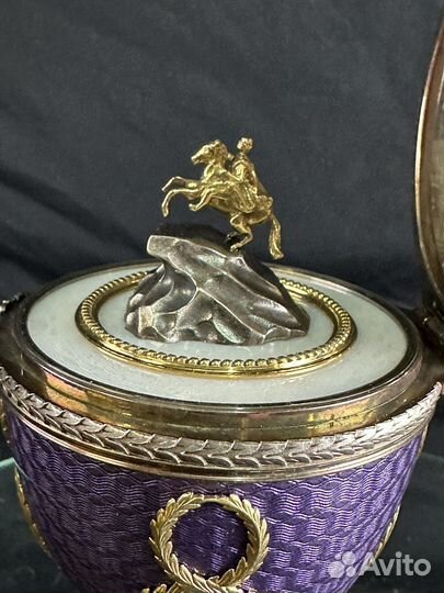 Яйцо серебро с эмалью, брильянты.Фаберже 91