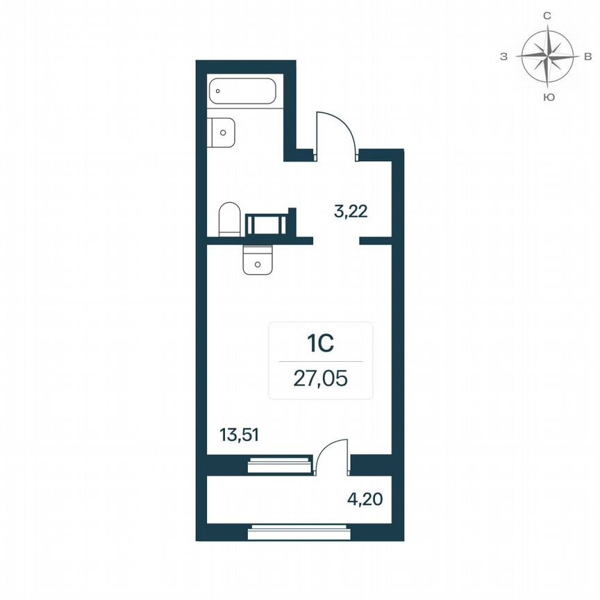 Квартира-студия, 26,6 м², 9/10 эт.