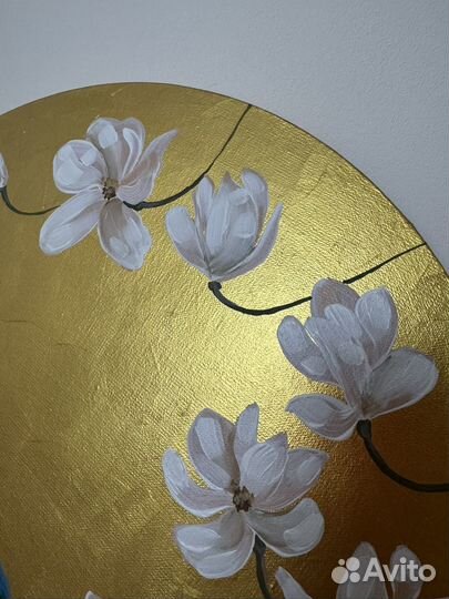 Круглая картина ручной работы на холсте, d 40 см