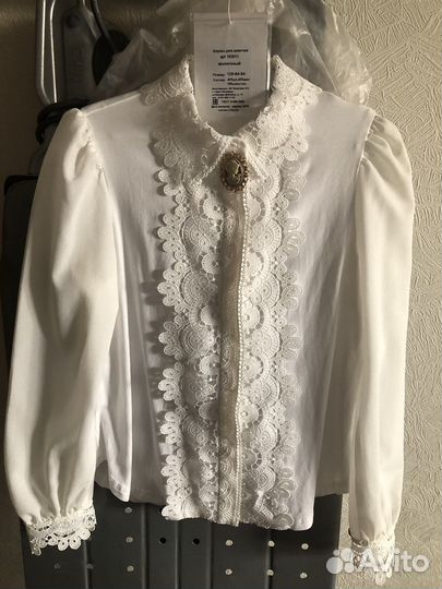 Блузки дювали б/у 128 р(цвет молочный)