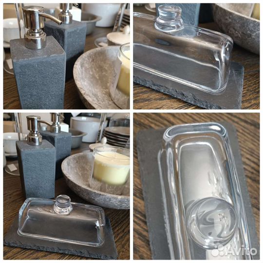 Масленка сырница дозатор (камень+ стекло) ангел