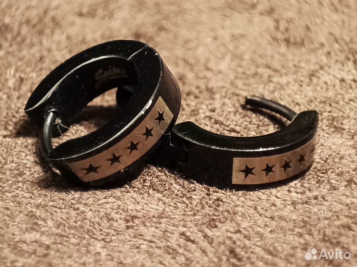 Мужские серьги черного цвета, сталь