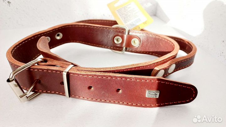 Кожаный ошейник с ручкой