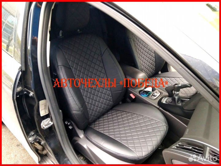 Чехлы Ford Fusion из экокожи чёрные Ромб