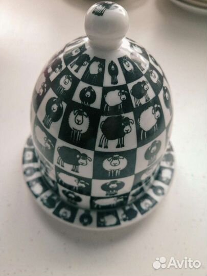 Лимонница принт барашки цвет черно белый