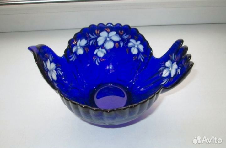 Ваза в виде птицы, кобальт, роспись, СССР