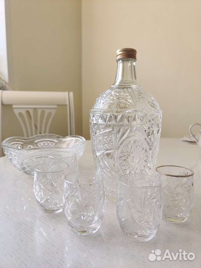 Хрусталь и стекло. Графин, стопки, стаканы СССР