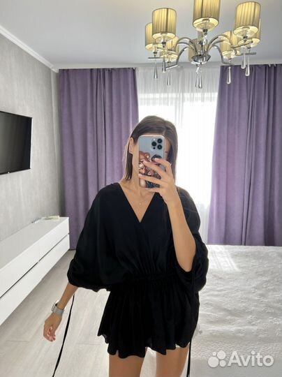 Блуза сатиновая с завязками