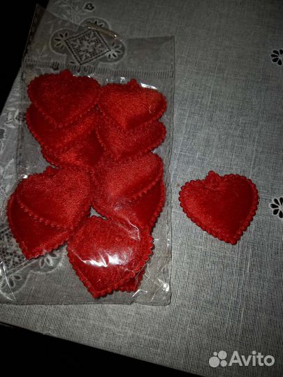 Декор сердечки бархатные