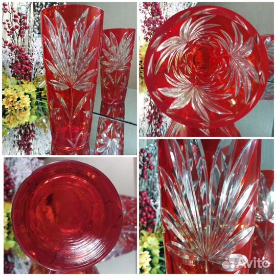 Вазы хрусталь, стекло. Чехия, СССР. Осталась синяя