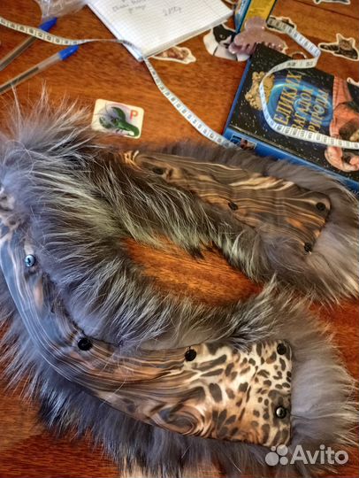 Опушка из чернобурки на капюшон воротник 74 см