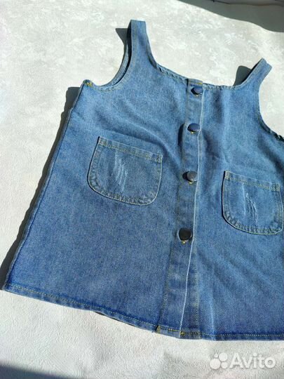 Джинсовый сарафан для девочки 110