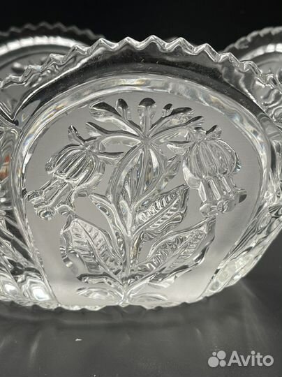 Хрустальная ваза салатник Колокольчики Фуксия