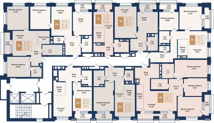 4-к. квартира, 105 м², 9/14 эт.