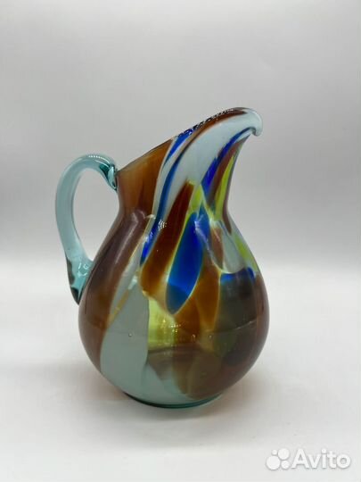 Кувшин-молочник цветное гутное стекло, СССР