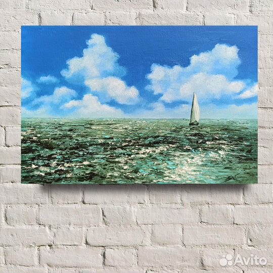 Картина маслом Парусник в море