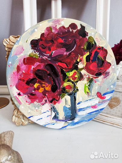 Картина пионы масло холст живопись