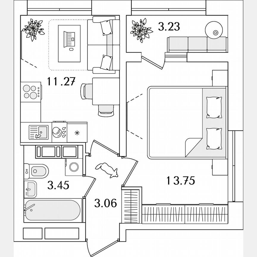 1-к. квартира, 33,2 м², 15/22 эт.