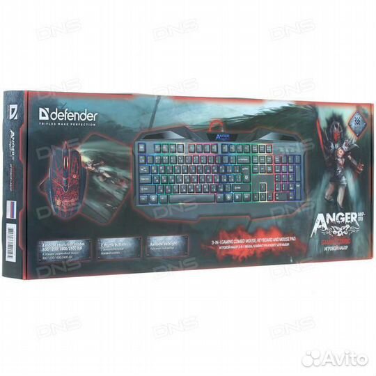 Игровой набор defender Anger клав+мышь+коврик