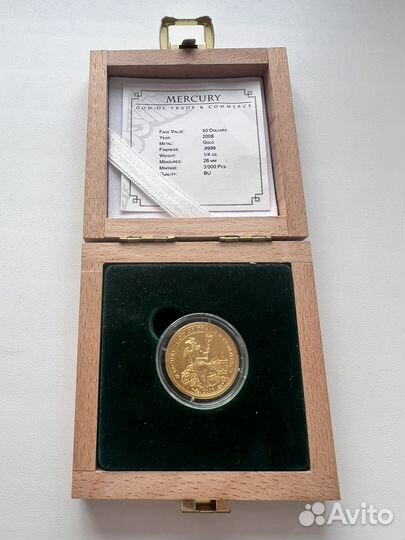 Золотая монета Острова Кука,Меркурий’’