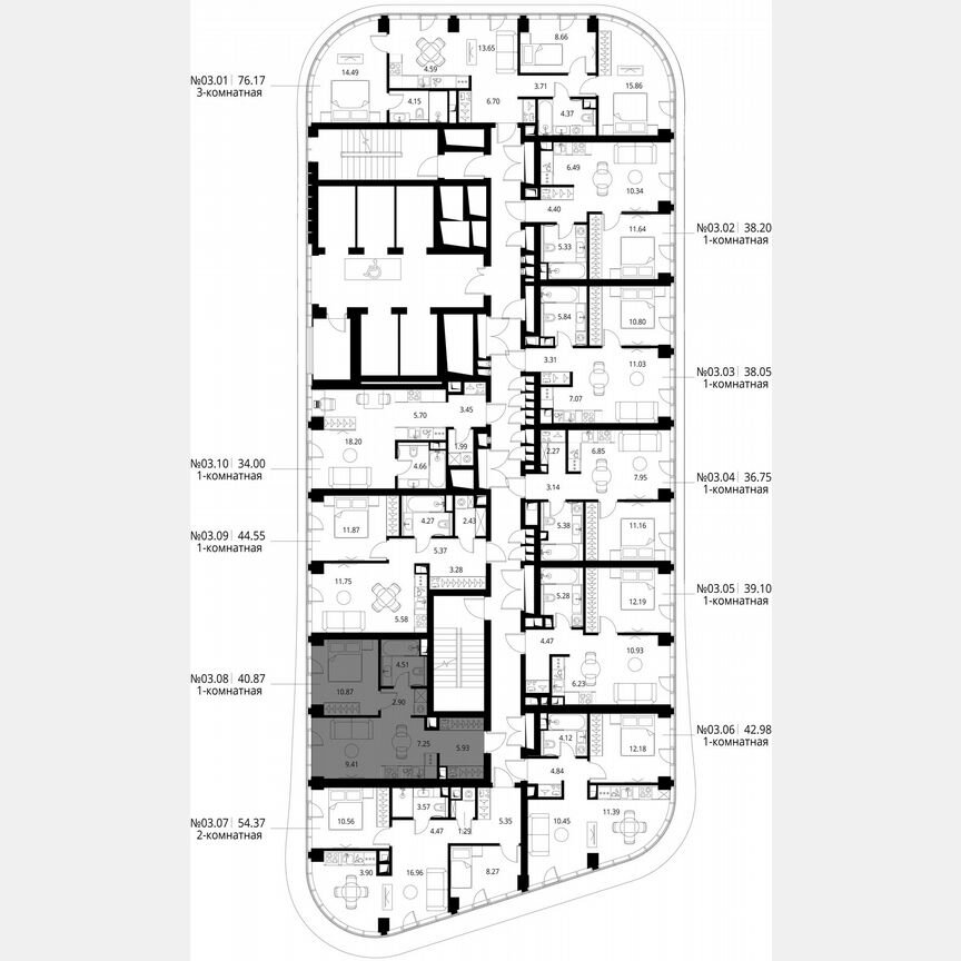1-к. квартира, 40,9 м², 3/49 эт.