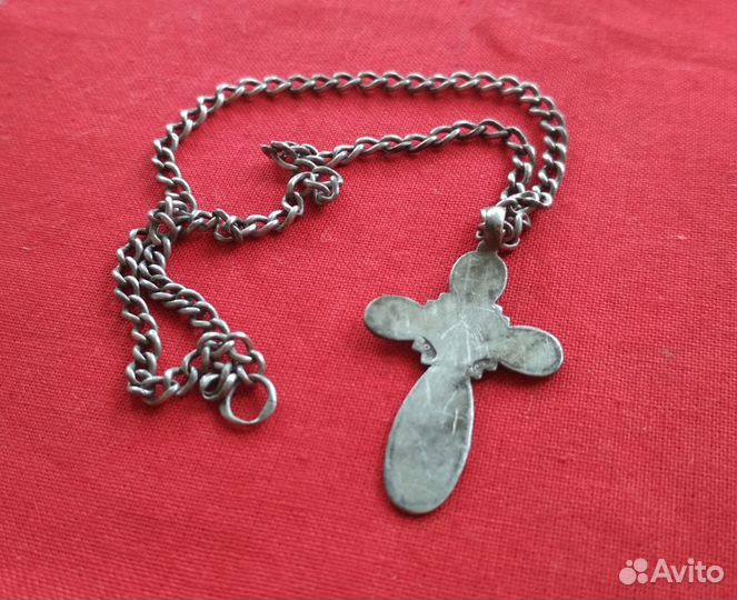 Крест нательный старинный на цепочке