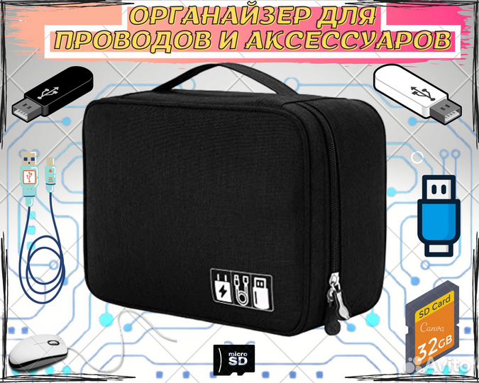 Органайзер сумка для проводов и зарядок