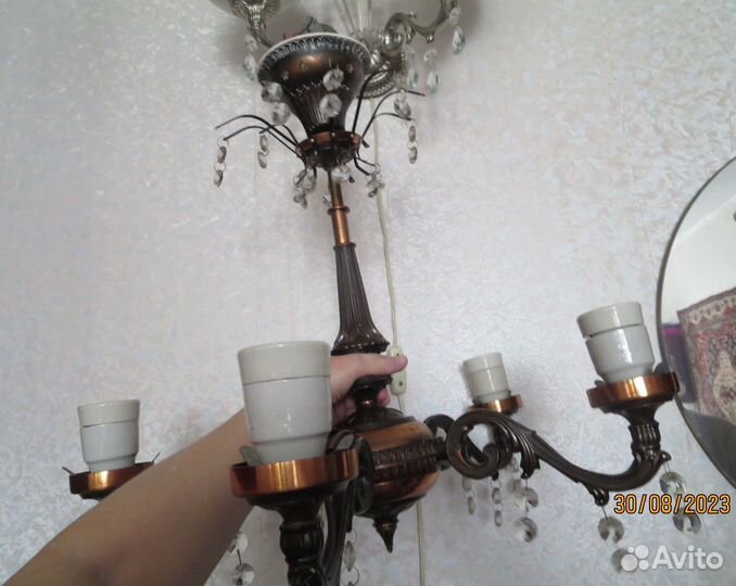 Люстра из СССР 5-ти рожковая, бронза