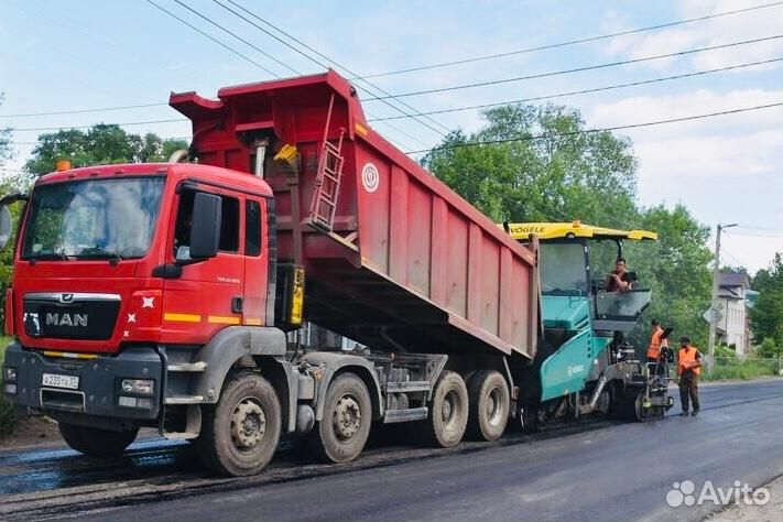 Асфальтирование дорог. Укладка асфальта. Асфальт